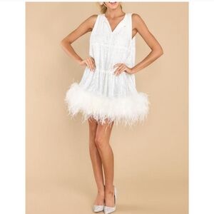 Nwt Queen of sparkles Rhinestone Feather Tank Dress